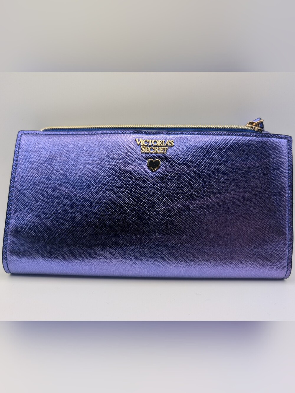 VICTORIA'S SECRET Metallic Snap/Zipper Wallet Wallet Clutch Blue/Purple
